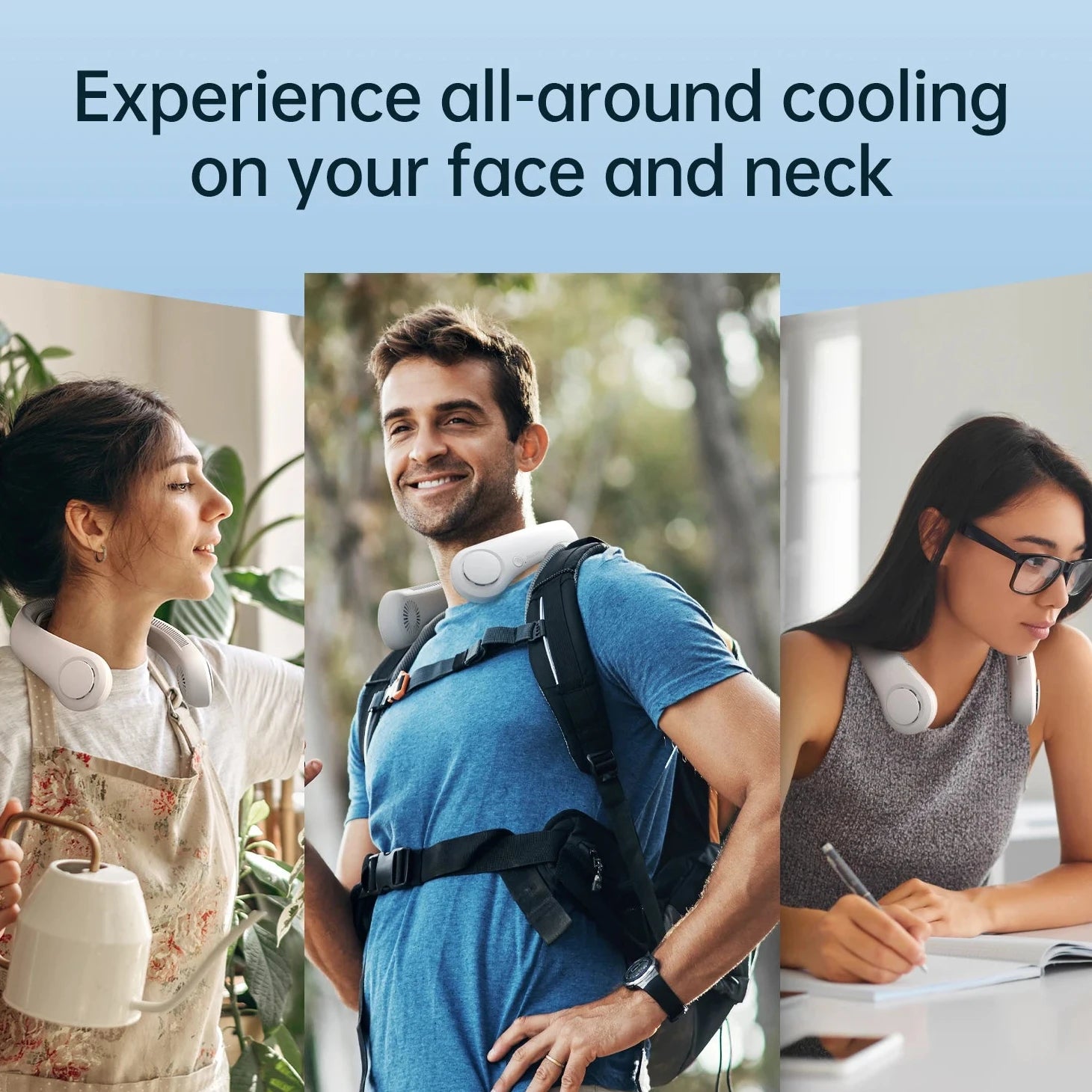 Portable Neck Fan Upgraded, 5000Mah Battery, Necksupport, 5 Speeds Gears Adjustment, Outdoor Wearable Hands-Free Fan